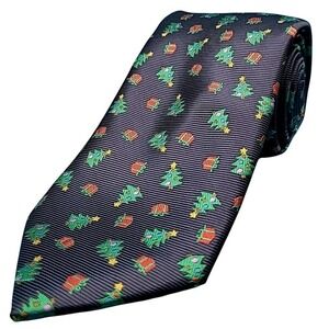 Hallmark‎ Holiday Traditions Men's Necktie Tie Christmas Tree Gifts Navy